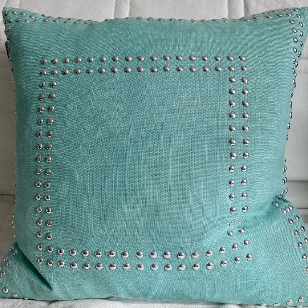 Studded Turquoise Cushion Pillow Thro by Marlo